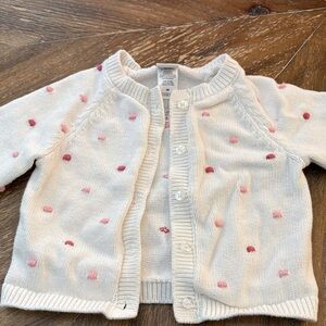 Little Me White Cardigan with Pink Dots